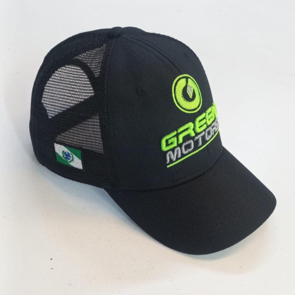 boné preto com logo verde